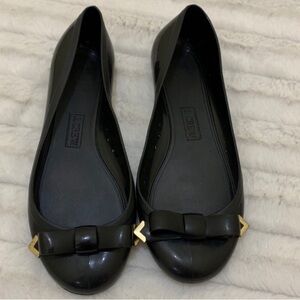 J.crew rainy day black jelly rubber flats rain shoes ballet flats size 6
